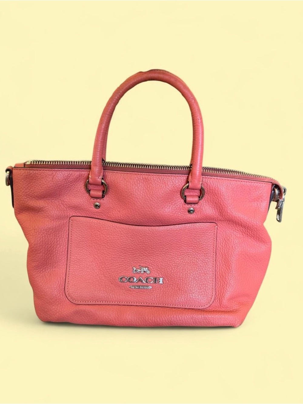 Coach Coral-Pink Leather Satchel Handbag